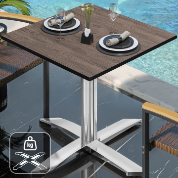 CPTG | Bistro Tisch | B:T:H 70 x 70 x 76 cm | Light Wenge / Aluminium | Zusatzgewicht