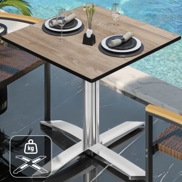 CPTG | Bistro Tisch | B:T:H 70 x 70 x 76 cm | Rustikal Eiche / Aluminium | Zusatzgewicht