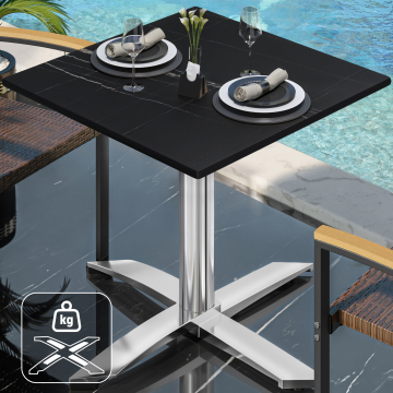 CPTG | Bistro Tisch | B:T:H 70 x 70 x 76 cm | Schwarz Marmor / Aluminium | Zusatzgewicht