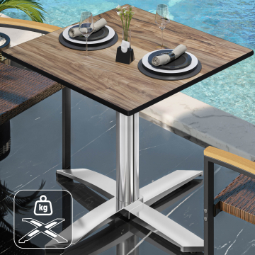 CPTG | Bistro Tisch | B:T:H 70 x 70 x 76 cm | Sheesham / Aluminium | Zusatzgewicht