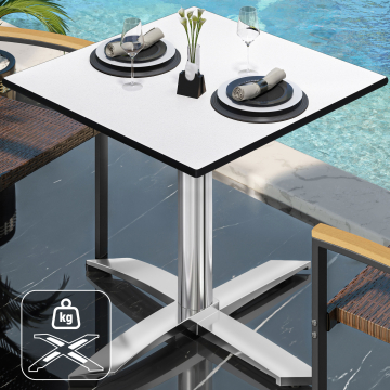 CPTG | Bistro Tisch | B:T:H 70 x 70 x 76 cm | Weiß / Aluminium | Zusatzgewicht