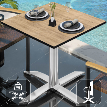 CPTG | Bistro Tisch | B:T:H 60 x 60 x 76 cm | Eiche / Aluminium | Klappbar/ Zusatzgewicht