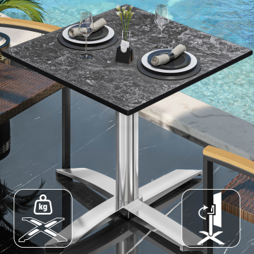 CPTG | Bistro Tisch | B:T:H 60 x 60 x 76 cm | Felsen / Aluminium | Klappbar/ Zusatzgewicht
