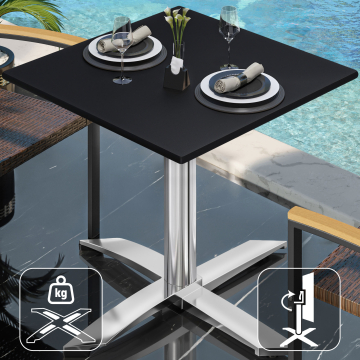 CPTG | Bistro Tisch | B:T:H 60 x 60 x 76 cm | Schwarz / Aluminium | Klappbar/ Zusatzgewicht