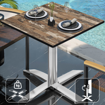 CPTG | Bistro Tisch | B:T:H 60 x 60 x 76 cm | Vintage Old / Aluminium | Klappbar/ Zusatzgewicht
