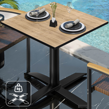 CPTG | Bistro Tisch | B:T:H 70 x 70 x 75 cm | Eiche / Aluminium Schwarz | Zusatzgewicht