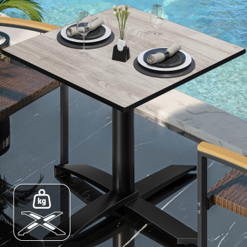 CPTG | Bistro Tisch | B:T:H 70 x 70 x 75 cm | Eiche-Weiß / Aluminium Schwarz | Zusatzgewicht