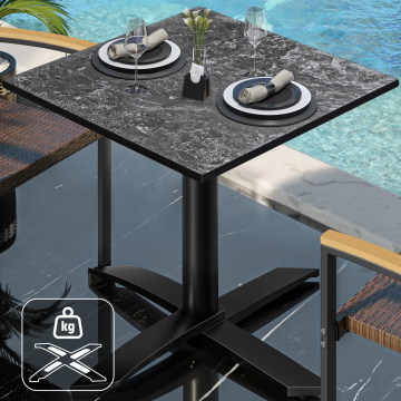CPTG | Bistro Tisch | B:T:H 70 x 70 x 75 cm | Felsen / Aluminium Schwarz | Zusatzgewicht