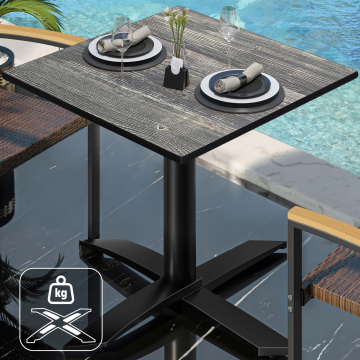 CPTG | Bistro Tisch | B:T:H 70 x 70 x 75 cm | Rustikal Kiefer / Aluminium Schwarz | Zusatzgewicht
