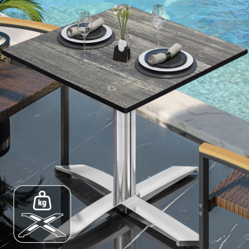 CPTG | Bistro Tisch | B:T:H 70 x 70 x 75 cm | Rustikal Kiefer / Aluminium | Zusatzgewicht