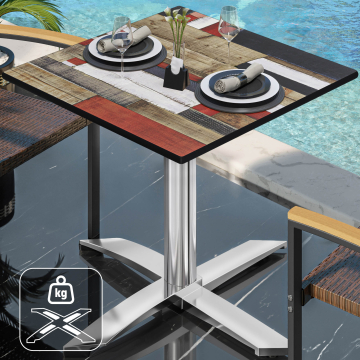 CPTG | Bistro Tisch | B:T:H 70 x 70 x 75 cm | Vintage Bunt / Aluminium | Zusatzgewicht