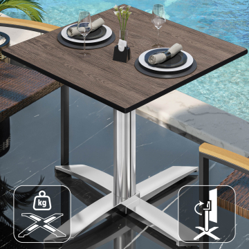 CPTG | Bistro Tisch | B:T:H 70 x 70 x 76 cm | Light Wenge / Aluminium | Klappbar/ Zusatzgewicht