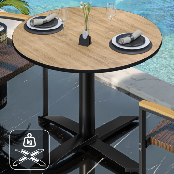 CPTG | Bistro Tisch | Ø:H 60 x 75 cm | Eiche / Aluminium Schwarz | Zusatzgewicht