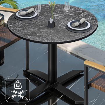CPTG | Bistro Tisch | Ø:H 60 x 75 cm | Felsen / Aluminium Schwarz | Zusatzgewicht