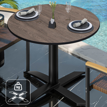 CPTG | Bistro Tisch | Ø:H 60 x 75 cm | Light Wenge / Aluminium Schwarz | Zusatzgewicht