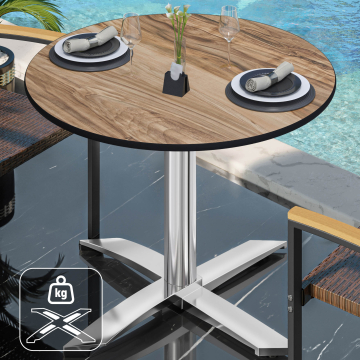 CPTG | Bistro Tisch | Ø:H 60 x 75 cm | Sheesham / Aluminium | Zusatzgewicht