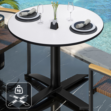 CPTG | Bistro Tisch | Ø:H 60 x 75 cm | Weiß / Aluminium Schwarz | Zusatzgewicht