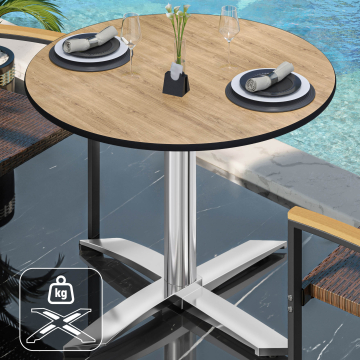 CPTG | Bistro Tisch | Ø:H 60 x 76 cm | Eiche / Aluminium | Zusatzgewicht