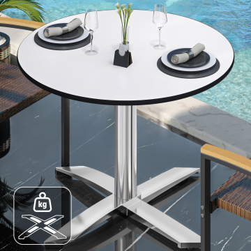 CPTG | Bistro Tisch | Ø:H 60 x 76 cm | Weiß / Aluminium | Zusatzgewicht