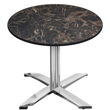 CPTG | Bistro Tisch | Ø:H 70 x 75 cm | Cappuccino-Marmor / Aluminium | Klappbar/ Zusatzgewicht
