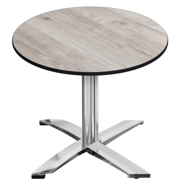 CPTG | Bistro Tisch | Ø:H 70 x 75 cm | Eiche-Weiß / Aluminium | Klappbar/ Zusatzgewicht
