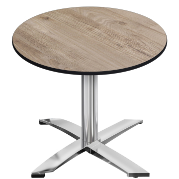 CPTG | Bistro Tisch | Ø:H 70 x 75 cm | Rustikal Eiche / Aluminium | Klappbar/ Zusatzgewicht