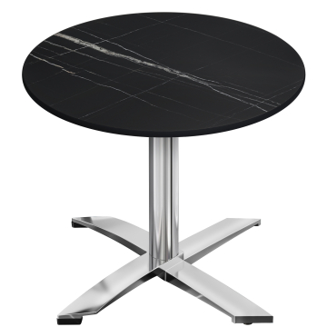 CPTG | Bistro Tisch | Ø:H 70 x 75 cm | Schwarz Marmor / Aluminium | Klappbar/ Zusatzgewicht