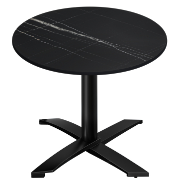 CPTG | Bistro Tisch | Ø:H 70 x 75 cm | Schwarz Marmor / Aluminium Schwarz | Klappbar/ Zusatzgewicht