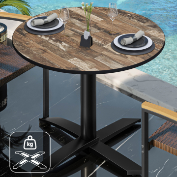 CPTG | Bistro Tisch | Ø:H 70 x 75 cm | Vintage Old / Aluminium Schwarz | Zusatzgewicht