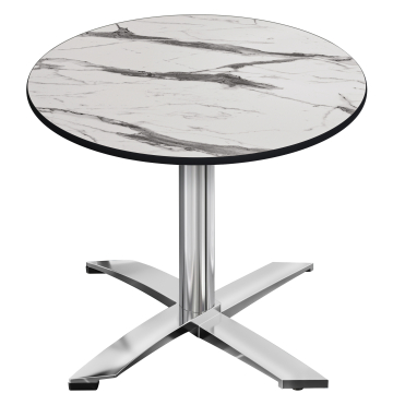 CPTG | Bistro Tisch | Ø:H 70 x 75 cm | Weiß Marmor / Aluminium | Klappbar/ Zusatzgewicht