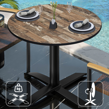 CPTG | Bistrobord | Ø:H 60 x 75 cm | Vintage Old / Aluminium Black | Vikbart/ extra vikt