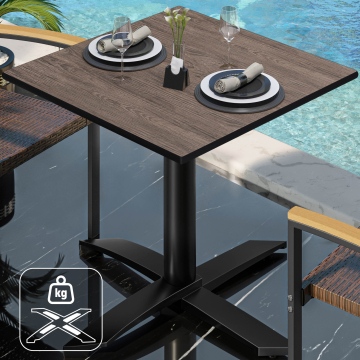 CPTG | Mesa Bistro | An:Pr:Al 60 x 60 x 75 cm | Wenge claro / Aluminio negro | Peso adicional