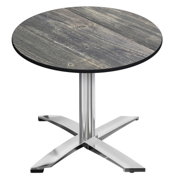 CPTG | Mesa Bistro | Ø:H 70 x 75 cm | Pino Rústico / Aluminio | Plegable/ Peso adicional