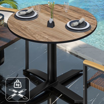 CPTG | Mesa Bistro | Ø:H 70 x 75 cm | Sheesham / Aluminio Negro | Peso adicional