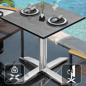 CPTG | Stół bistro | W:D:H 60 x 60 x 75 cm | Beton / Aluminium | Składany / Dodatkowa waga