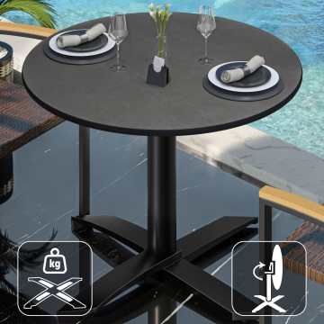 CPTG | Table Bistro | Ø:H 60 x 75 cm | Anthracite / Aluminium Noir | Pliable/ Poids supplémentaire