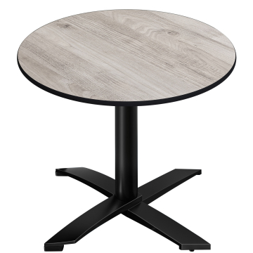 CPTG | Table Bistro | Ø:H 60 x 75 cm | Chêne blanc / Aluminium noir | Pliable/ Poids supplémentaire