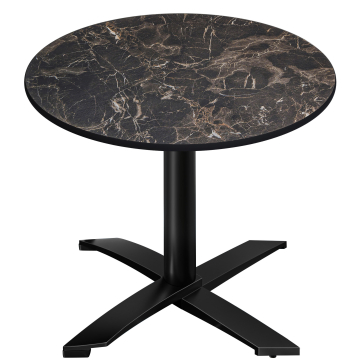 CPTG | Table Bistro | Ø:H 60 x 75 cm | Marbre Cappuccino / Aluminium Noir | Pliable/ Poids supplémentaire