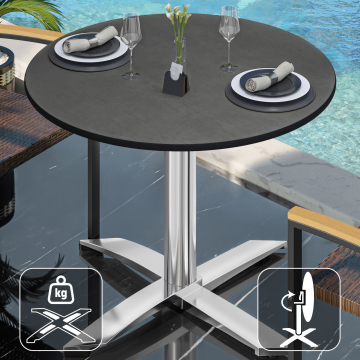 CPTG | Table Bistro | Ø:H 70 x 75 cm | Anthracite / Aluminium | Pliable/ Poids supplémentaire