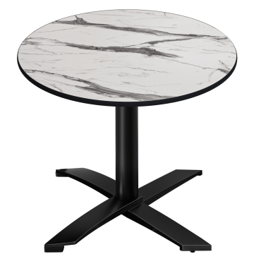 CPTG | Table Bistro | Ø:H 70 x 75 cm | Blanc Marbre / Aluminium Noir | Pliable/ Poids supplémentaire