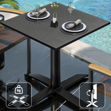 CPTG | Table Bistro | L:P:H 70 x 70 x 75 cm | Anthracite / Aluminium Noir | Pliable/ Poids supplémentaire