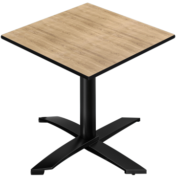 CPTG | Table Bistro | L:P:H 70 x 70 x 75 cm | Chêne / Aluminium Noir | Pliable/ Poids supplémentaire