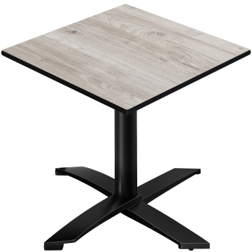 CPTG | Table Bistro | L:P:H 70 x 70 x 75 cm | Chêne blanc / Aluminium noir | Pliable/ Poids supplémentaire