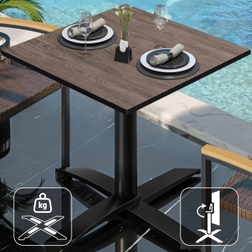 CPTG | Table Bistro | L:P:H 70 x 70 x 75 cm | Light Wenge / Aluminium Noir | Pliable/ Poids supplémentaire