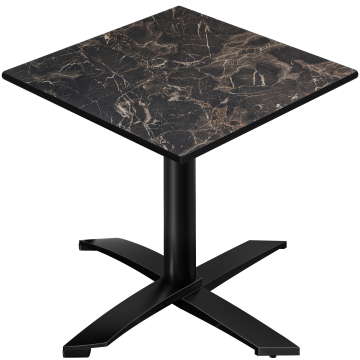 CPTG | Table Bistro | L:P:H 70 x 70 x 75 cm | Marbre cappuccino / Aluminium noir | Pliable/ Poids supplémentaire