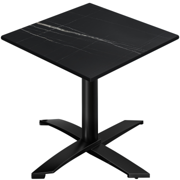 CPTG | Table Bistro | L:P:H 70 x 70 x 75 cm | Marbre noir / Aluminium noir | Pliable/ Poids supplémentaire
