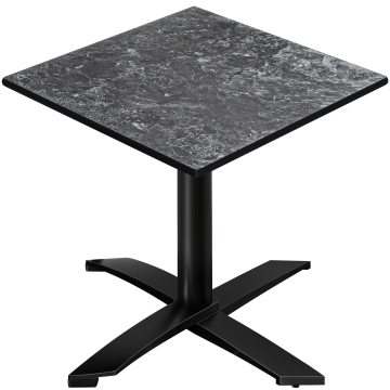 CPTG | Table Bistro | L:P:H 70 x 70 x 75 cm | Roche / Aluminium Noir | Pliable/ Poids supplémentaire