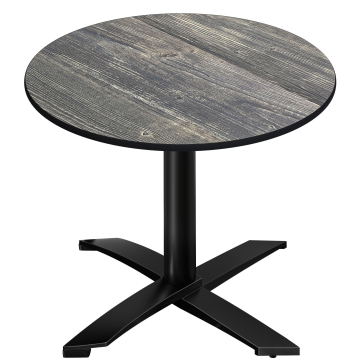 CPTG | Table de bistrot | Ø:H 60 x 75 cm | Pin rustique / Aluminium noir | Pliable/ Poids supplémentaire