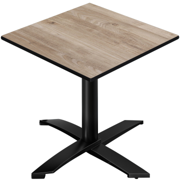 CPTG | Table de bistrot | L:P:H 70 x 70 x 75 cm | Chêne rustique / Aluminium noir | Pliable/ Poids supplémentaire