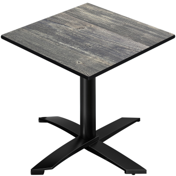 CPTG | Table de bistrot | L:P:H 70 x 70 x 75 cm | Pin rustique / Aluminium noir | Pliable/ Poids supplémentaire
